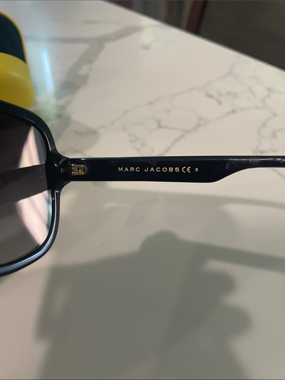 Marc Jacobs Black and Gold Square Aviator Sunglasses - Picture 4 of 9